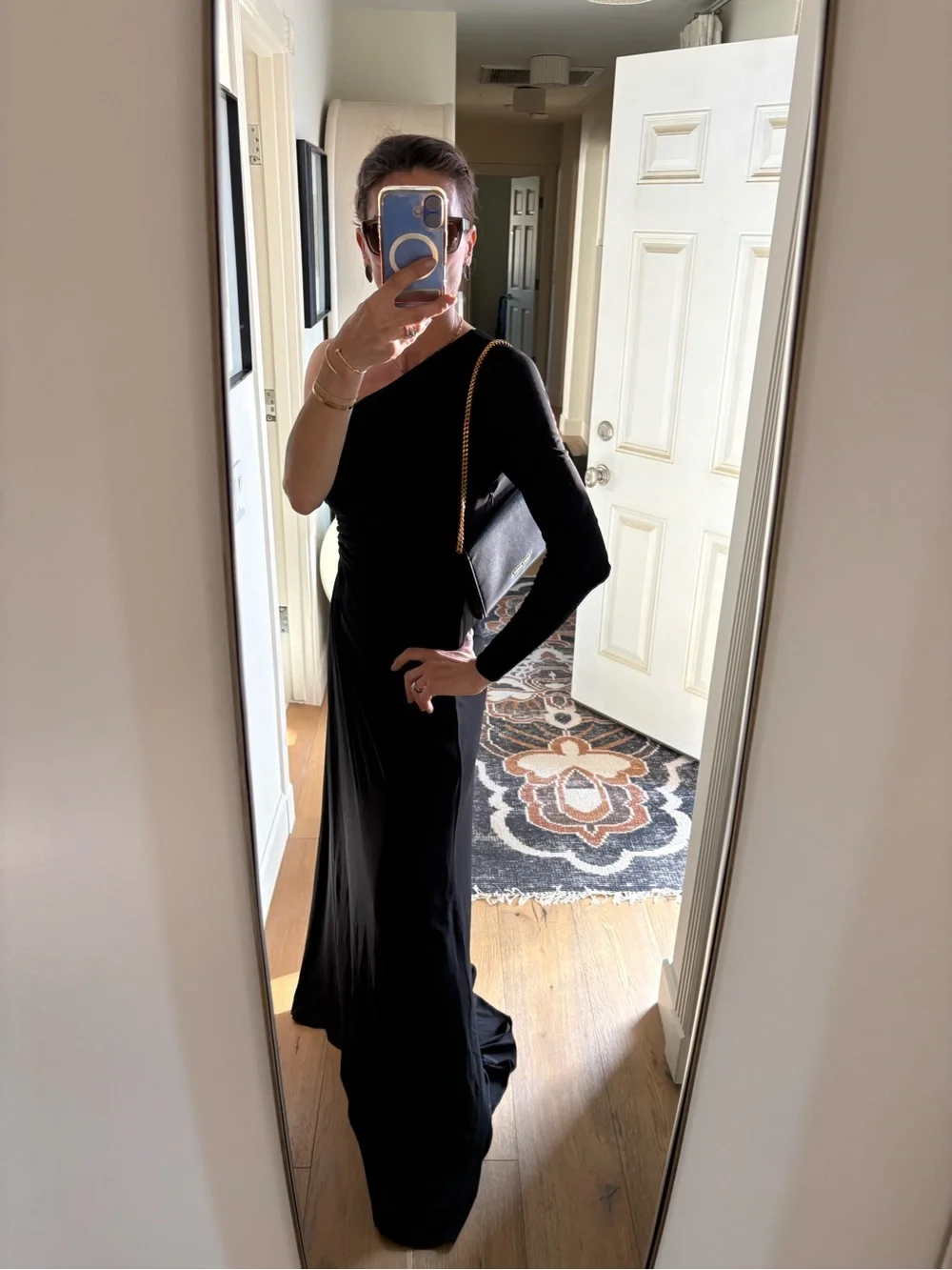 Halston Bay One-Shoulder Matte Jersey Cutout Maxi Gown in Black - Size 4 - Picture 11 of 16